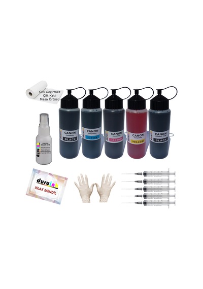 Canon Mp500 530 600 5X500 ML Uyumlu Mürekkep Seti Duruink 5 Renk