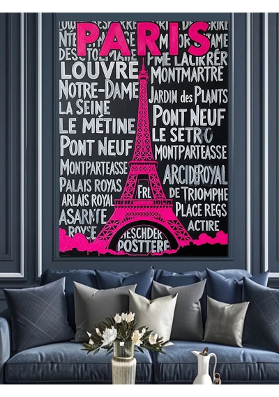 Ahşap Tablo Yazılarla Paris Ve Eyfel