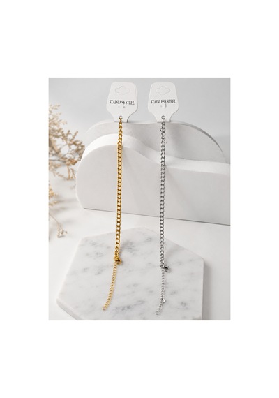 2'li Set Zincir Bilekliği 23cm 5.5mm Altın-gümüş - 910099387 Altın-gümüş