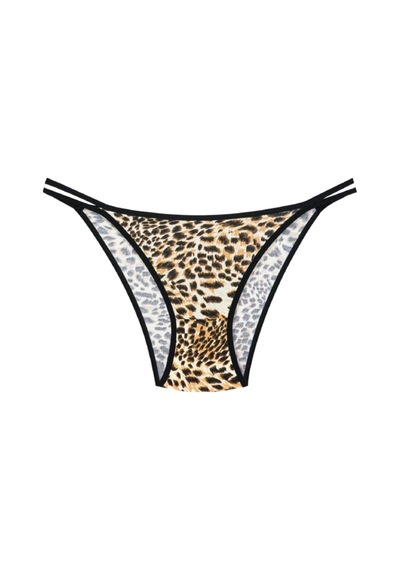 1025 Çift İp-taş Detaylı Bikini Külot Paketi 1025-v7 - Leopar-Siyah-Pars Çok Renkli