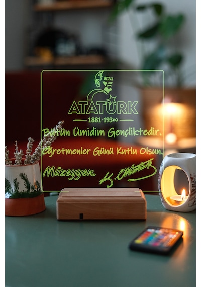 Öğretmenler Günü Atatürk 16 Renk Kumandalı 3d Gece Lambası