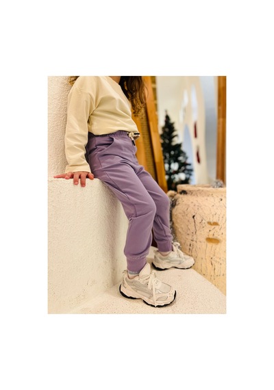 Heyadventure Kız Çocuk Jogger Eşofman Altı Cepli Paçası Kaşkorseli Lila Lila