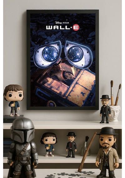 Wall E Siyah Ahşap Çerçeveli Poster, Dekoratif Film Duvar Tablosu