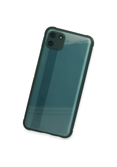 Realme C11 Kılıf Miami Şeffaf Silikon - Koyu Yeşil 0.2M-Çok Renkli