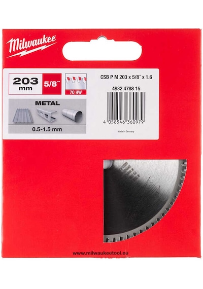 Milwaukee 203x15. 87mm 70 Diş Metal Kesme Testere