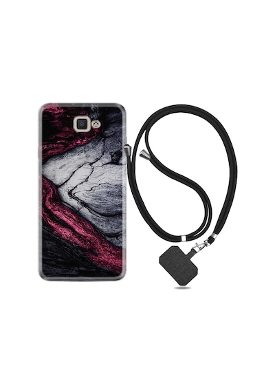 Samsung Uyumlu Galaxy A7 2017 Kılıf Ipli Askılı Purple Gray Marble 1617