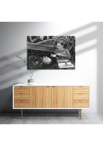 Cakasepetim Çay Zamanı Charlie Chaplin 1889 1977 Modern Times Filminde Ahşap Mdf Tablo