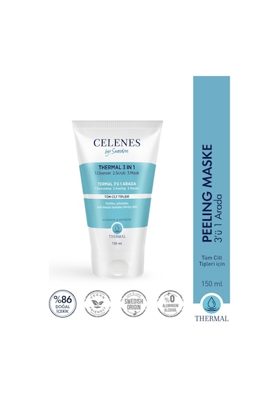 Celenes Thermal 3'ü 1 Arada Yıkama Peeling Maske 150 ML