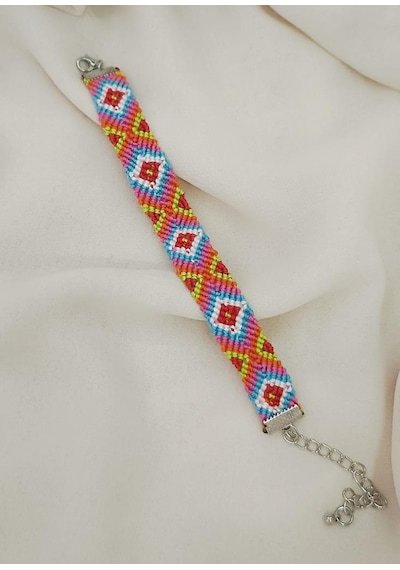 Bileklik Bohemian Etnik Retro Geometrik Dokuma 1 Adet Bilezik Kadın Kız Aksesuar Çok Renkli