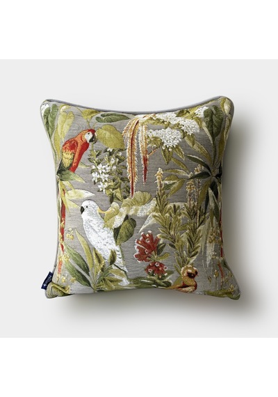 "jungle" Dokulu Desenli Kırlent Kılıfı - 45x45 Yeşil - Gri - Beyaz