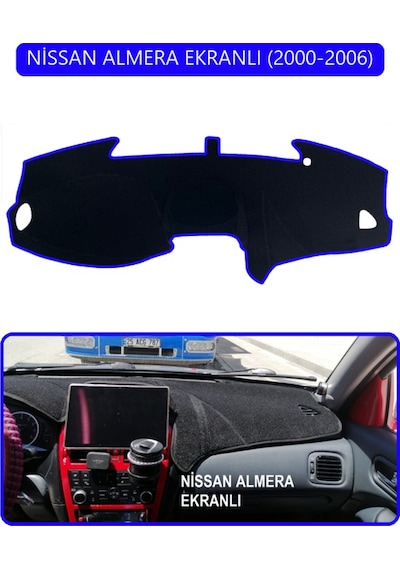 Nissan Almera Ekranlı 2000-2006torpido Koruma Halısı Mavi Kenar