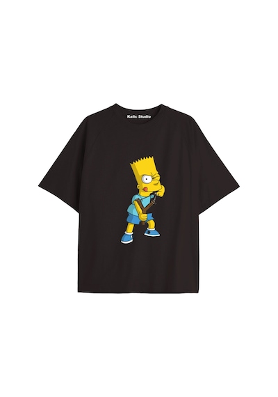 Kalic Studio Y2k Vintage Simpson Baskılı Siyah T-shirt Kod 289 Siyah-289