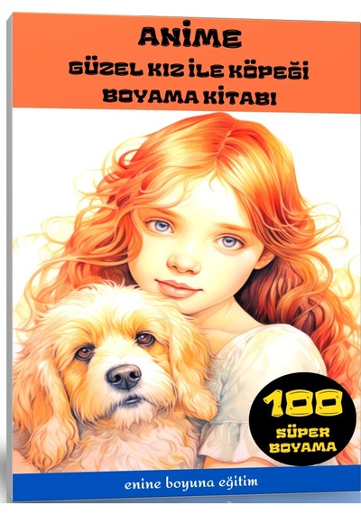 Anime Güzel Kız İle Köpeği Boyama Kitabı 100 Tam Sayfa