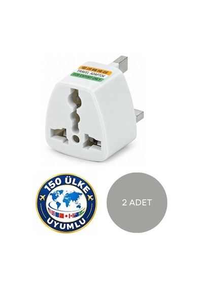 Seyahat Adaptörü, Priz Çevirici 150 Ülke Uyumlu Universal 2/3 Uçlu 2 Adet Priz Dönüştürücü