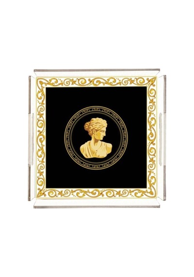 Siyah Büst Detaylı Pleksi Tepsi - 25x25cm