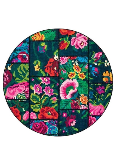 Çok Renkli Kaymaz Yuvarlak Patchwork Mutfak Halısı Ar1362n11