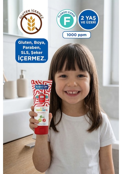 Doğal Çilekli Diş Macunu Florürlü Kids 2+ Temel Bakım