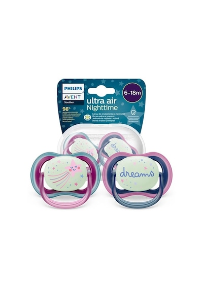 Philips Avent Ultra Air Night Karanlıkta Parlar Gece Emziği 6-18 Ay Kız Çok Renkli