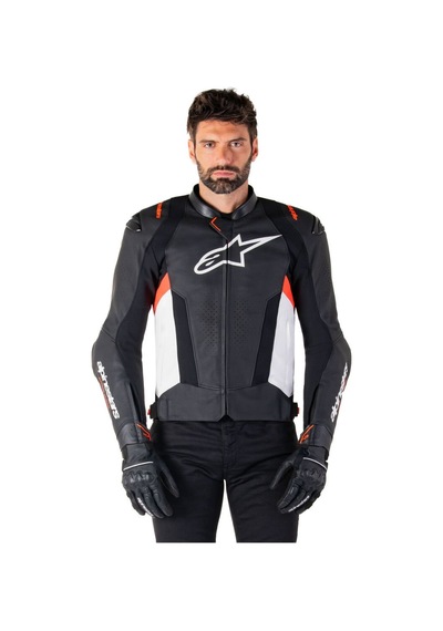 Alpinestars Missile V3 Deri Korumalı Motosiklet Montu Siyah Beyaz Kırmızı