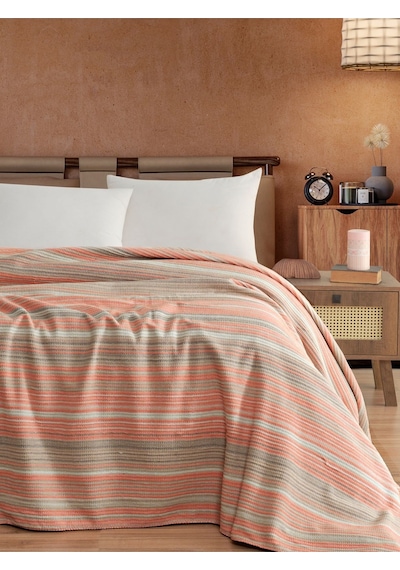Vicuna Home 4 Mevsim Pamuklu Battaniye - Çift Kişilik Pudra