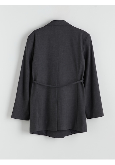 Lcw Modest Antrasit Beli Kuşaklı Kadın Blazer Ceket