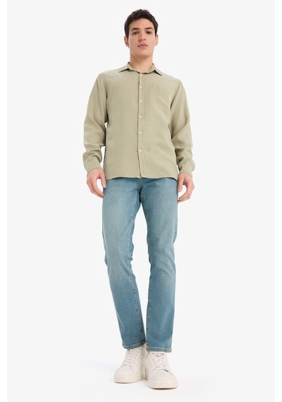 DeFacto 	Regular Fit Basic Düz Tensel Uzun Kollu Gömlek B2907AX25SPKH373