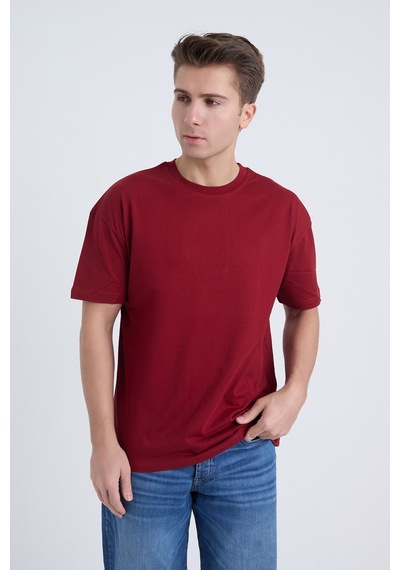 Velvoria Unisex Oversize Basic 3'lü Bordo Renk T-shirt Çok Renkli22