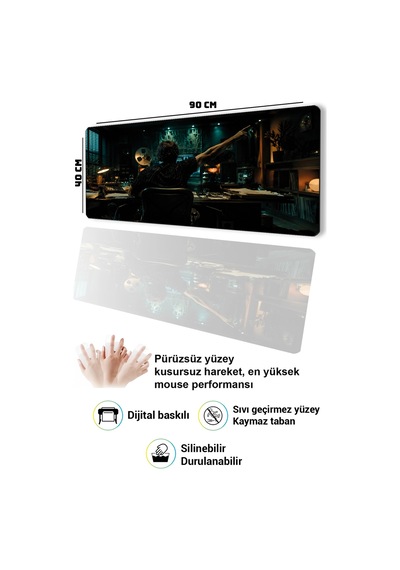 Sonictouch Klavye Mousepad 40x90cm Dikişsiz Pürüzsüz Sıvı Geçirmez Kaymaz Taban Perde Arkası