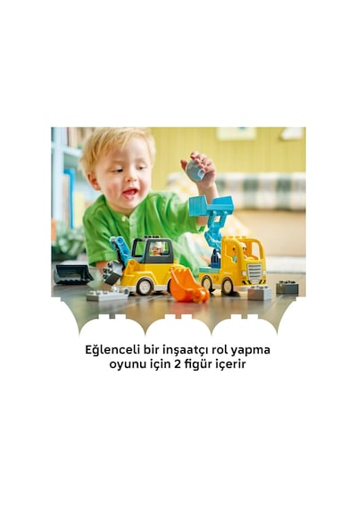 LEGO® DUPLO® Kasabası 3'ü 1 Arada İnşaat Araçları 10475 - 2 Yaş ve Üzeri Çocuklar için Yaratıcı Oyuncak Yapım Seti (22 Parça)