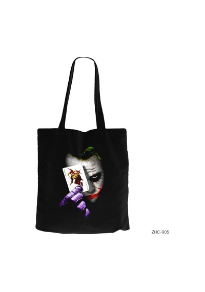 Joker Card Siyah Kanvas Bez Çanta Siyah