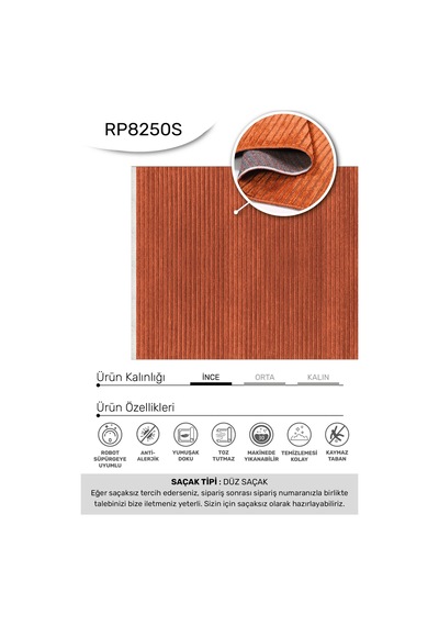 Rebra Özel Ölçü Kiremit Desenli Kaymaz Taban Halı Robot Süpürge Uyumlu Kolay Temizlenebilir Oturma Odası Koridor Halısı
