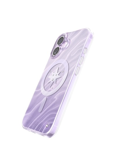 İphone 17 Kılıf M-safe Özellikli l Swarovski Taşlı Zore Paris Rovix Sert Pc Kapak Açık Mor