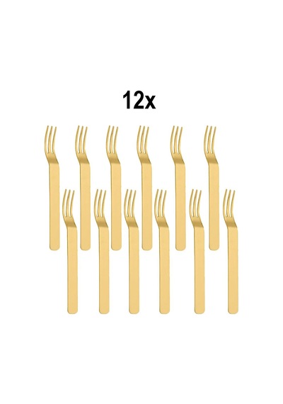 304 Çelik 12 Adet Gold Renk Tatlı Ve Meyve Çatalı Mt159sr-12 Altın