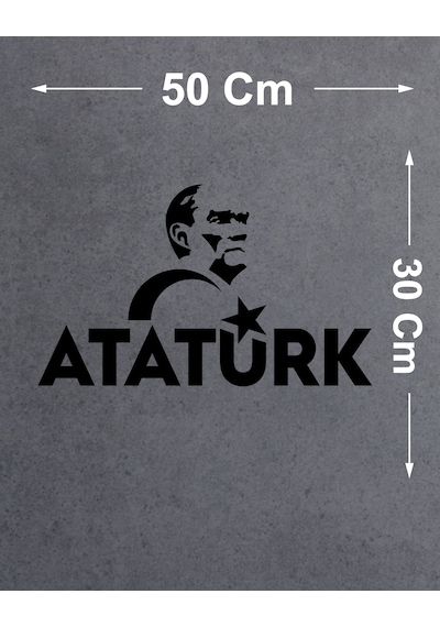 Atatürk Ve Ay Yıldız Sticker - Araba Oto Motosiklet Karavan Araç Cam Sticker - 00347 50x30 Cm