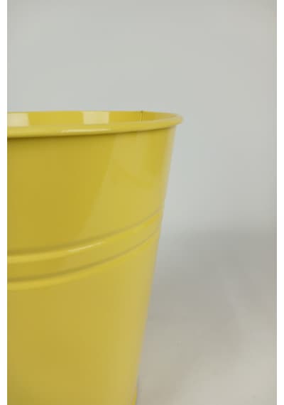 Konik Metal Saksı & Vazo - 25 Cm Dekoratif Çok Amaçlı Renkli Çiçeklik 25x23/15 Cm Sarı