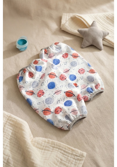 Sıvı Geçirmez Lastikli Bebek Mama Beslenme Kolluğu Seti Çocuk Aktivite Etkinlik Kol Kılıfı Planet