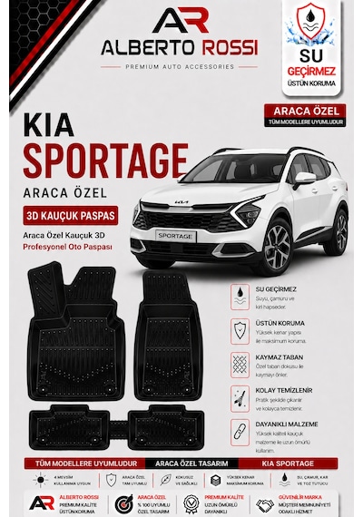 Kıa Sportage 2022 - 2026 Araca Özel Kauçuk 3d Profesyonel Oto Paspası