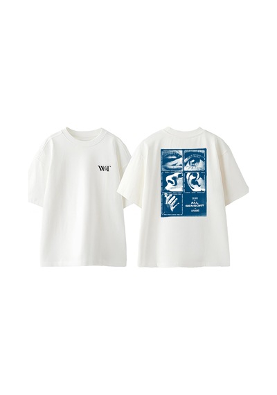 Thewert All Sensory Tasarım Sırt Baskılı Pamuk Beyaz Oversize T-shirt