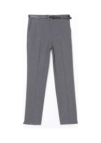 LC Waikiki Lcw Vision Gri Beli Kemerli Havuç Kesim Kadın Pantolon Grey Melange