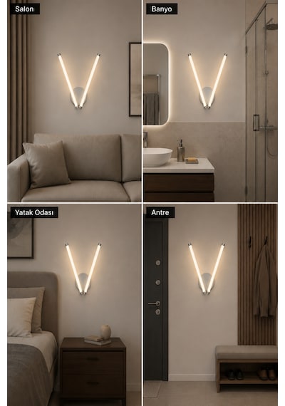 Vasko Modern Led Duvar Apliği Günışığı Gri