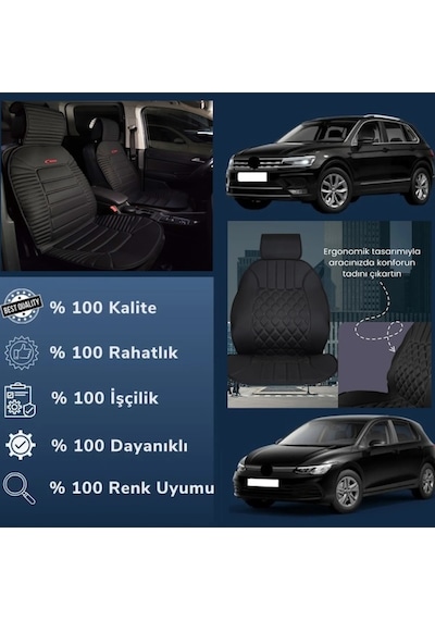 Volkswagen Crafter İle Uyumlu Lüks Oto Koltuk Minderi Ortopedik 2 Li Set Siyah