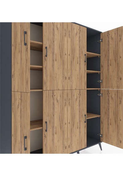Hyperion Gardrop 8 Raflı 8 Kapaklı 176x44x221 Antrasit-çam Çam Hyperion Gardrop 8 Raflı 8 Kapaklı 176x44x221 Antrasit-çam Çam