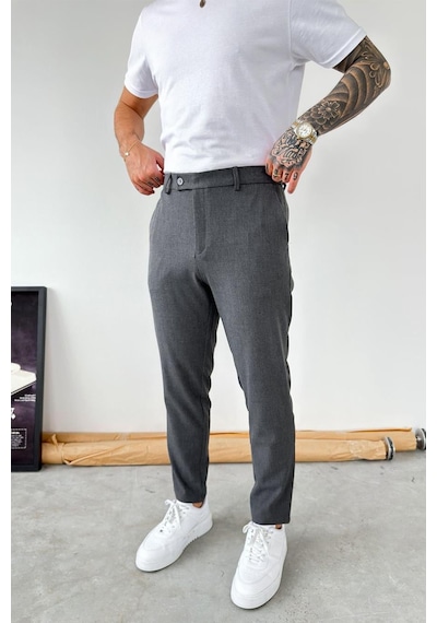 Koyu Gri Basic Regular Fit Kumaş Pantolon