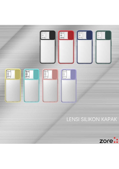 Noktaks - Oppo A52 Uyumlu - Kılıf Slayt Sürgülü Arkası Buzlu Lensi Kapak - Pembe Açık