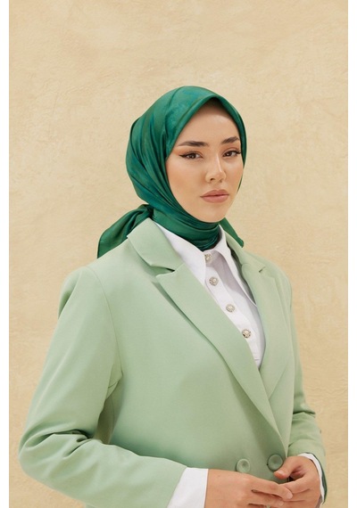 Silk Home Desenli Shiny Eşarp - 8647 - Zümrüt - Zümrüt