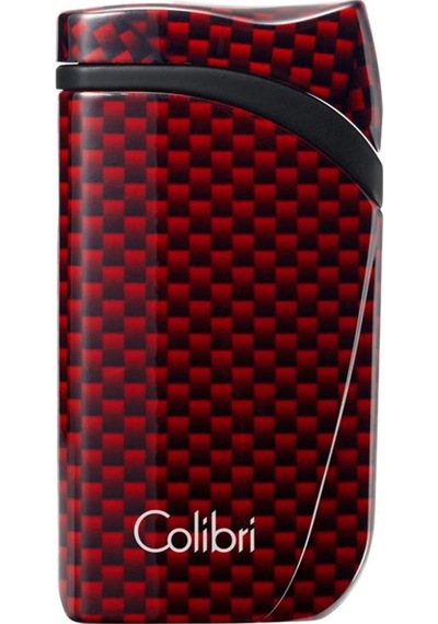Colibri Falcon Tek Torch Pürmüz Karbon Desenli Kırmızı Puro Çakmağı