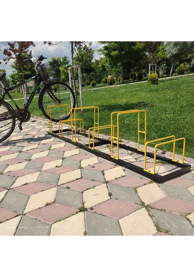 Bisiklet Park Demiri Bisiklet Park Yeri Metal Park Alanı 6 Lı Sarı - Siyah