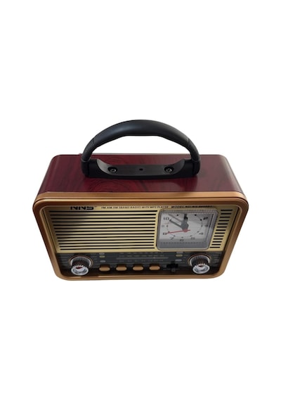 Ns-8898 Nostaljik Analog Saatli Fm Radyo Bluetooth Hoparlör Usb Tf Aux Mp3 Çalar