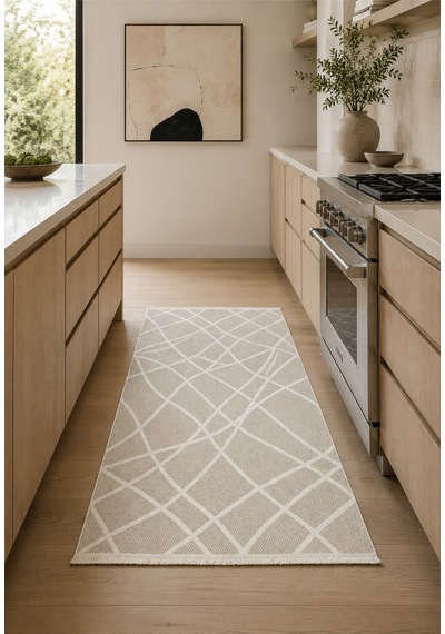 Modern Sisal 8002 Bej Krem Leke Tutmayan Kaymaz Taban Salon Mutfak Koridor Balkon Halısı Bej - Krem