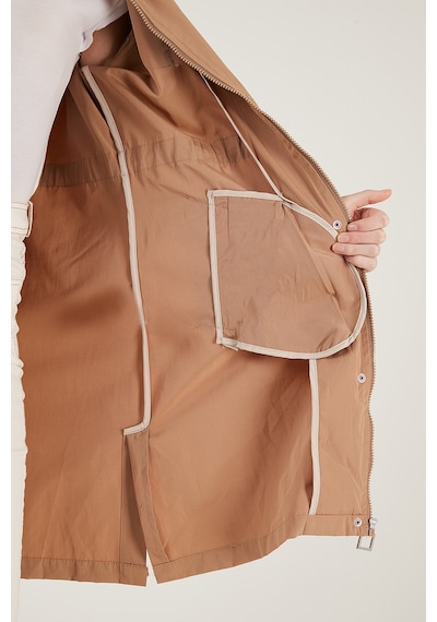 Lela Regular Fit Çıkarılabilir Kapüşonlu Ince Mevsimlik Bayan Mont 497Sezen Camel